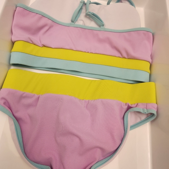 Andy & Evan Kids' Rib Colorblock Two-Piece Swimsuit NWOT - Picture 7 of 8